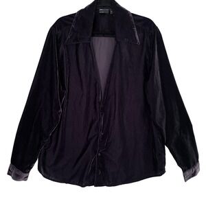 ASOS Design Dark Brown Velvet Shirt Womens XL Collared Long Sleeve Button Up Top